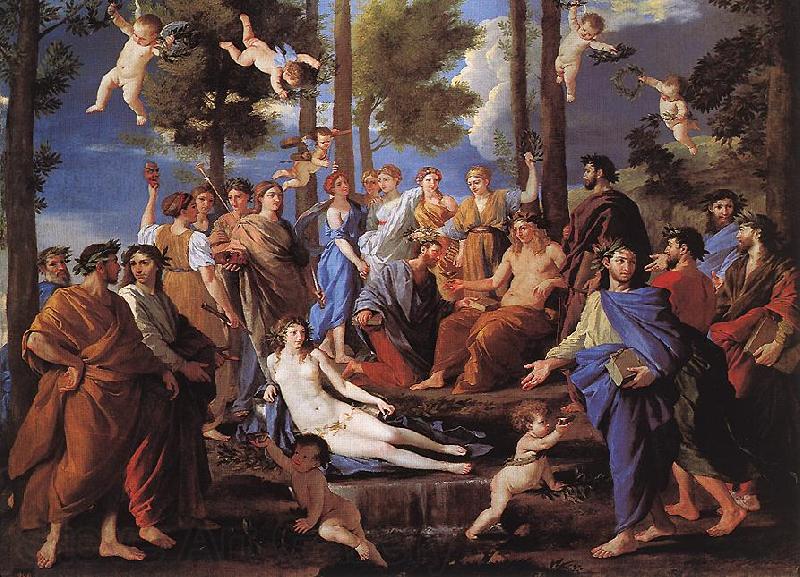 POUSSIN, Nicolas Apollo and the Muses (Parnassus) af Germany oil painting art